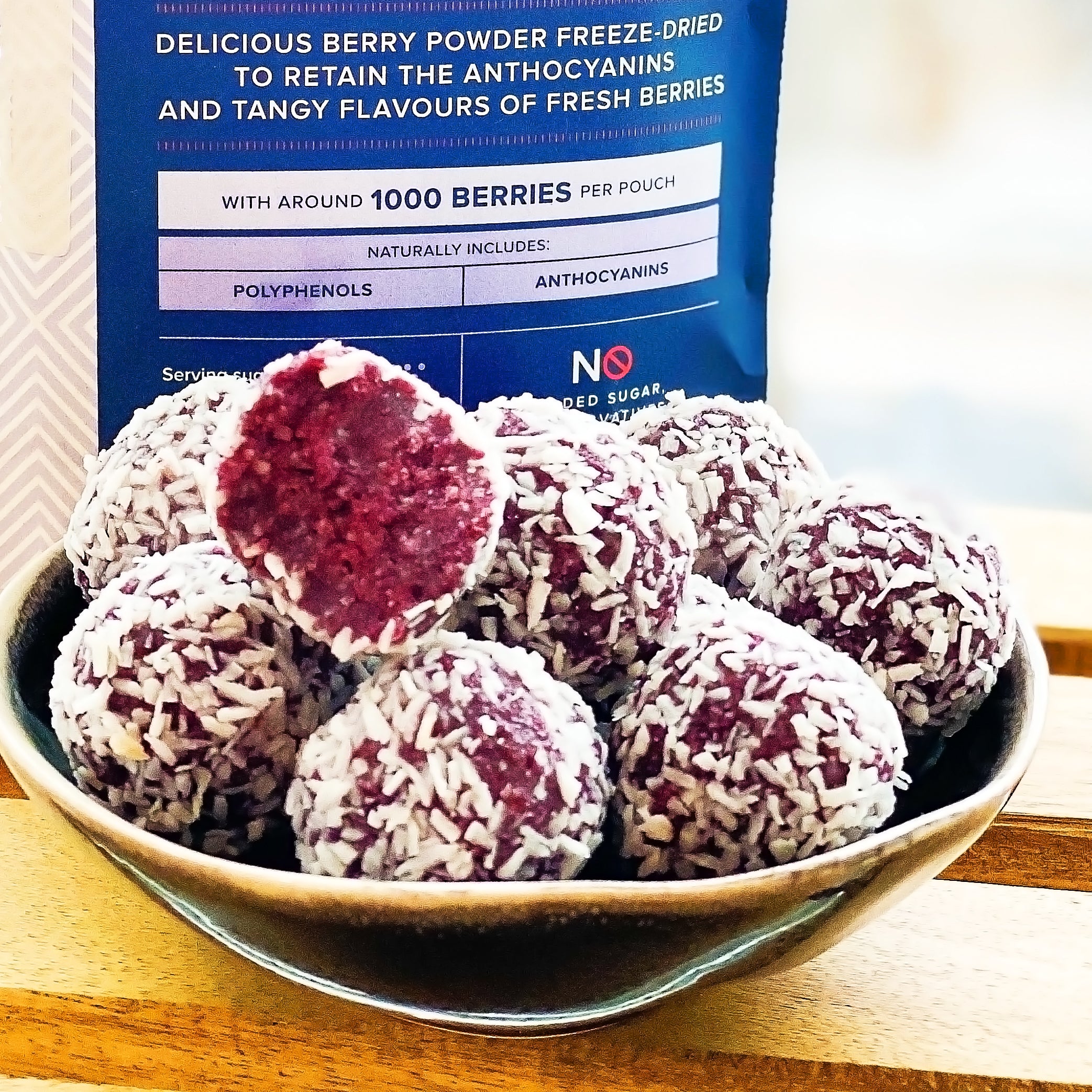 4 Ingredient Coconut & Haskap Berry Bites