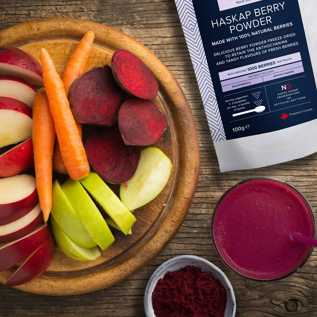 Haskapa 'Super Purple' carrot, apple, beetroot and haskap juice
